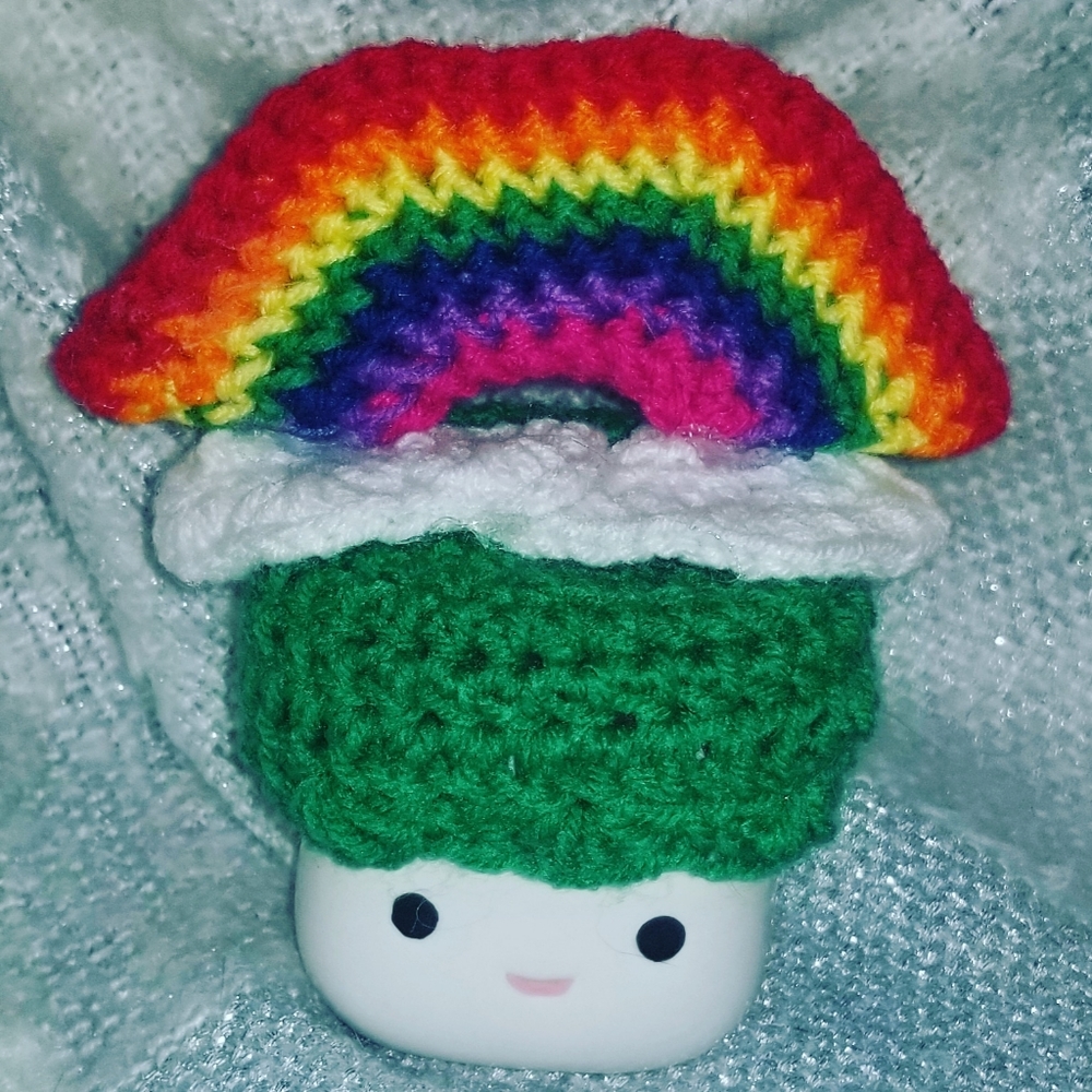 Crochet Rainbow Marshmallow Mug Topper